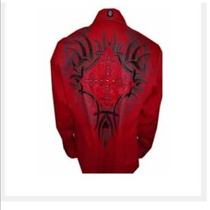 House of lords tribal embroidered button down shirt.